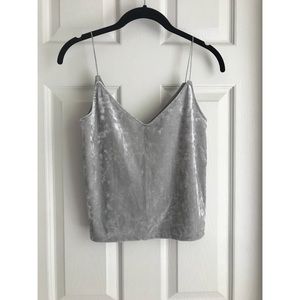 Silver Velvet Strappy Tank